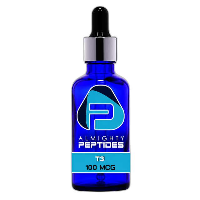 iothyronine T3 research liquid bottle with premium metabolic scaling metrics.