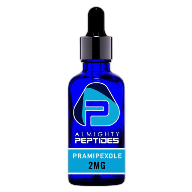 Pramipexole premium liquid bottle featuring real-time inventory count for buyers.