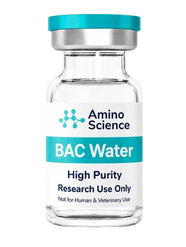 Premium Amino Science BAC Water vial for laboratory reconstitution research.
