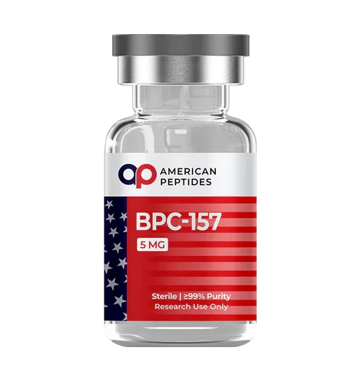 American Peptides BPC-157 Research Peptide Vial Vial of American Peptides BPC-157 research peptide for laboratory tissue analysis. Take 10% off with coupon code