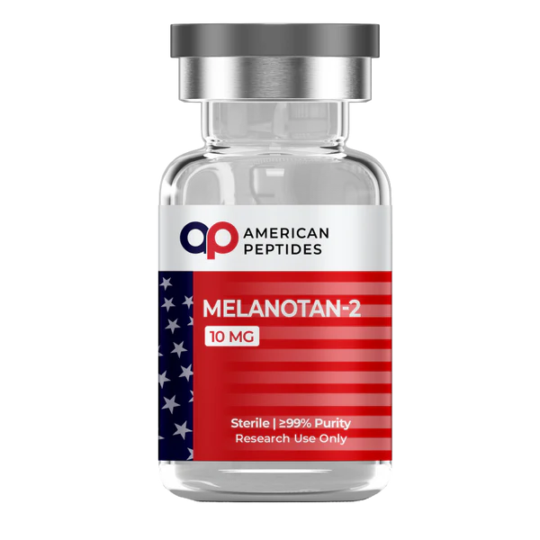 Search compound for American Peptides Melanotan 2 high purity research formulation online. American Peptides Melanotan 2 research peptide vial for laboratory skin pigmentation analysis.