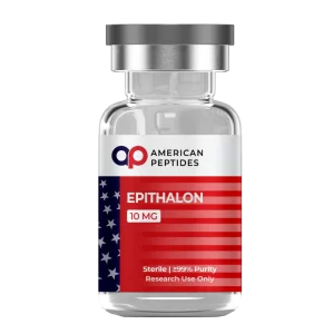 American Peptides Epitalon research peptide vial for anti-aging analysis.