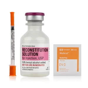 American Peptides Reconstitution Kit with bacteriostatic water, alcohol pads, and syringes.
