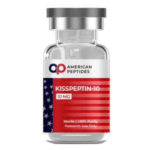 American Peptides Kisspeptin-10 research peptide vial for hormone regulation analysis.