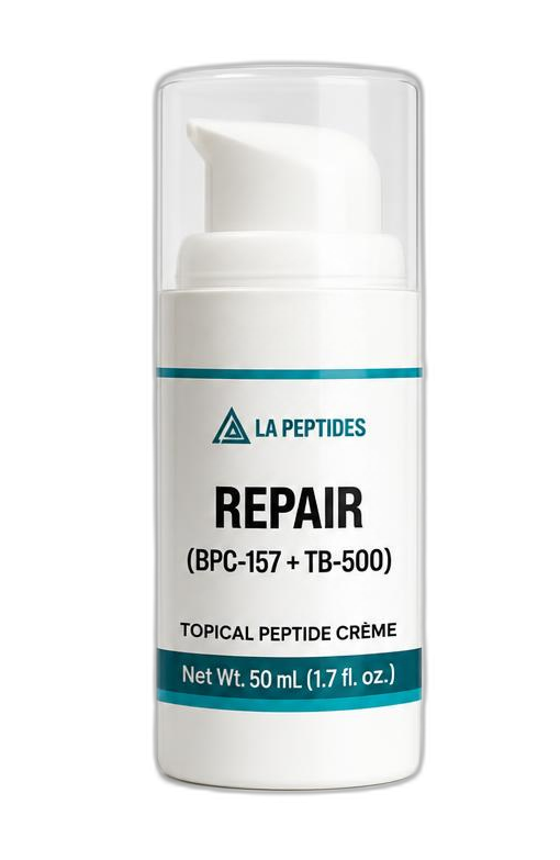 REPAIR topical research lotion bottle combining BPC-157 and TB-500 peptide material by LA Peptides