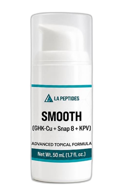 SMOOTH multi-peptide topical research lotion bottle combining GHK-Cu, SNAP-8, and KPV by LA Peptides